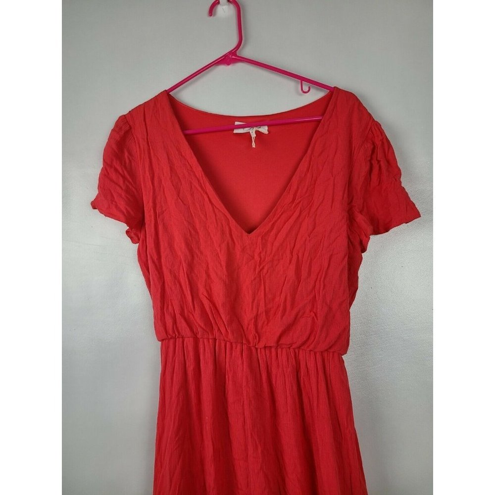 Wayf Red Short Sleeve Fit & Flare Midi Dress Sz S - Picture 2 of 7